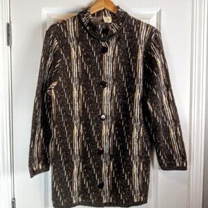 Vintage Henry's Grey Tan White Metallic Cardigan